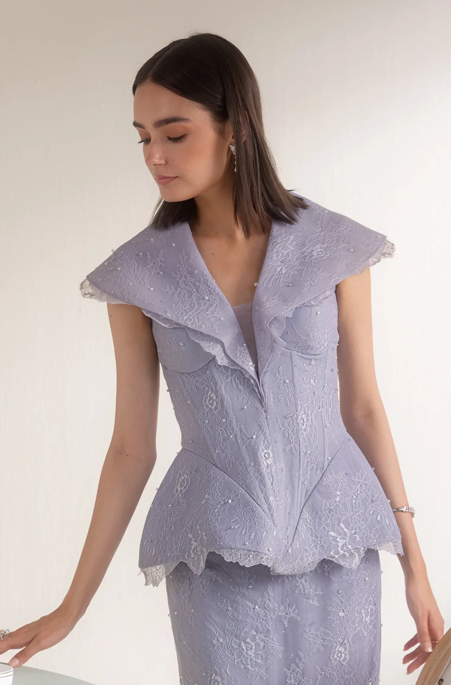 Sculpted Collar Top Lavender haze
