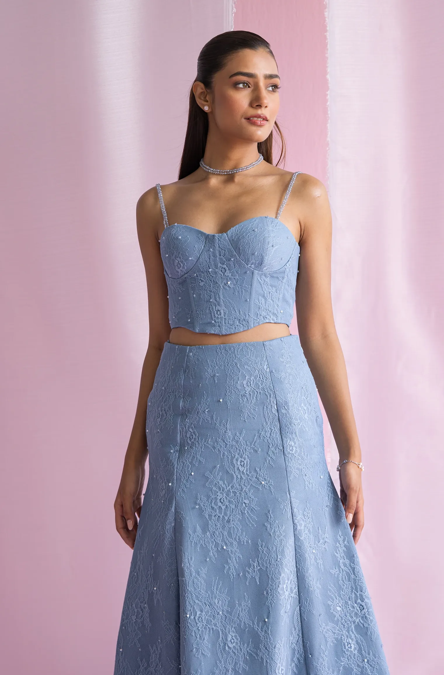 Embellished Corset - Pastel Navy