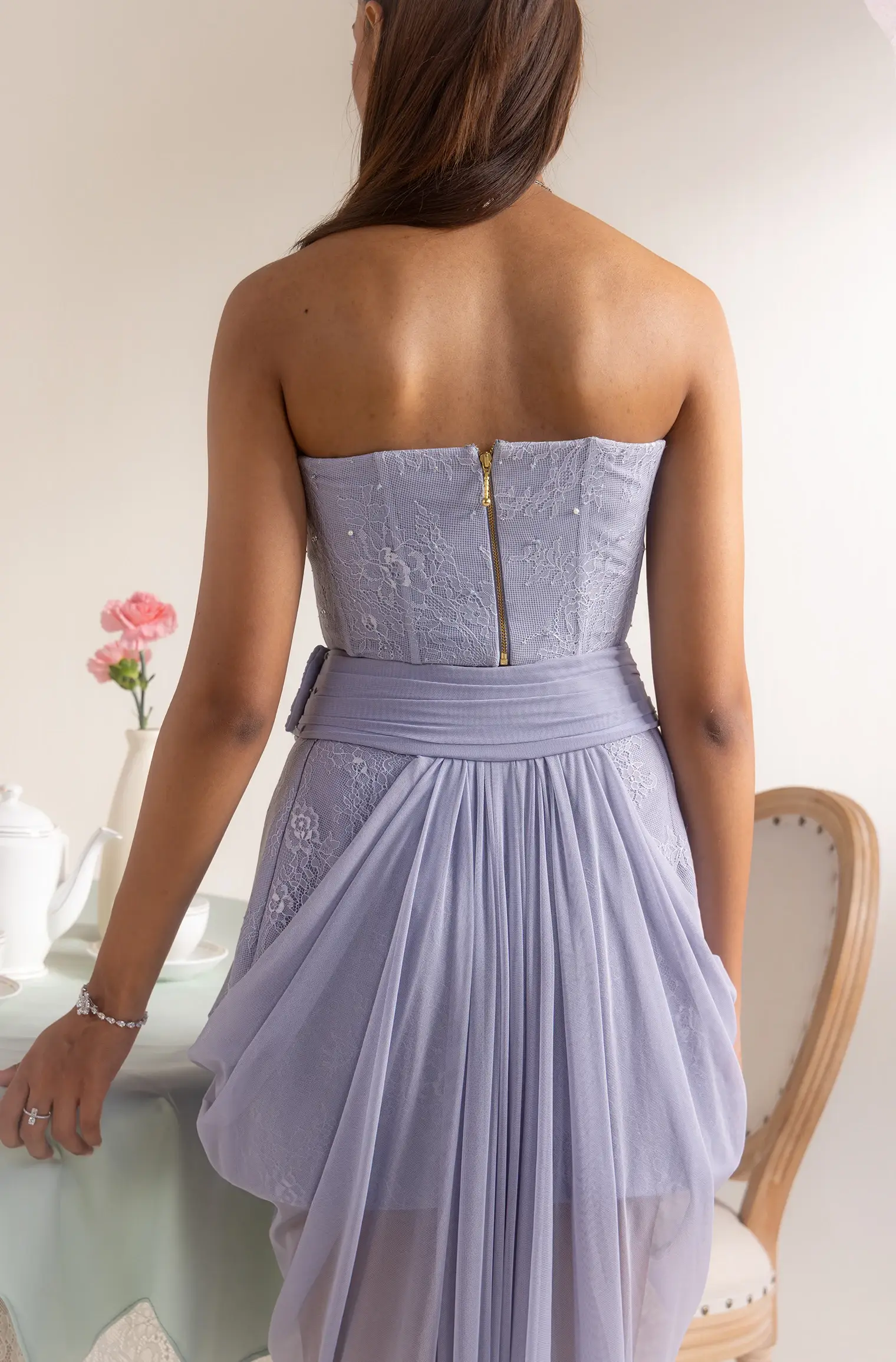 Embellished Lace Corset - Lavender haze