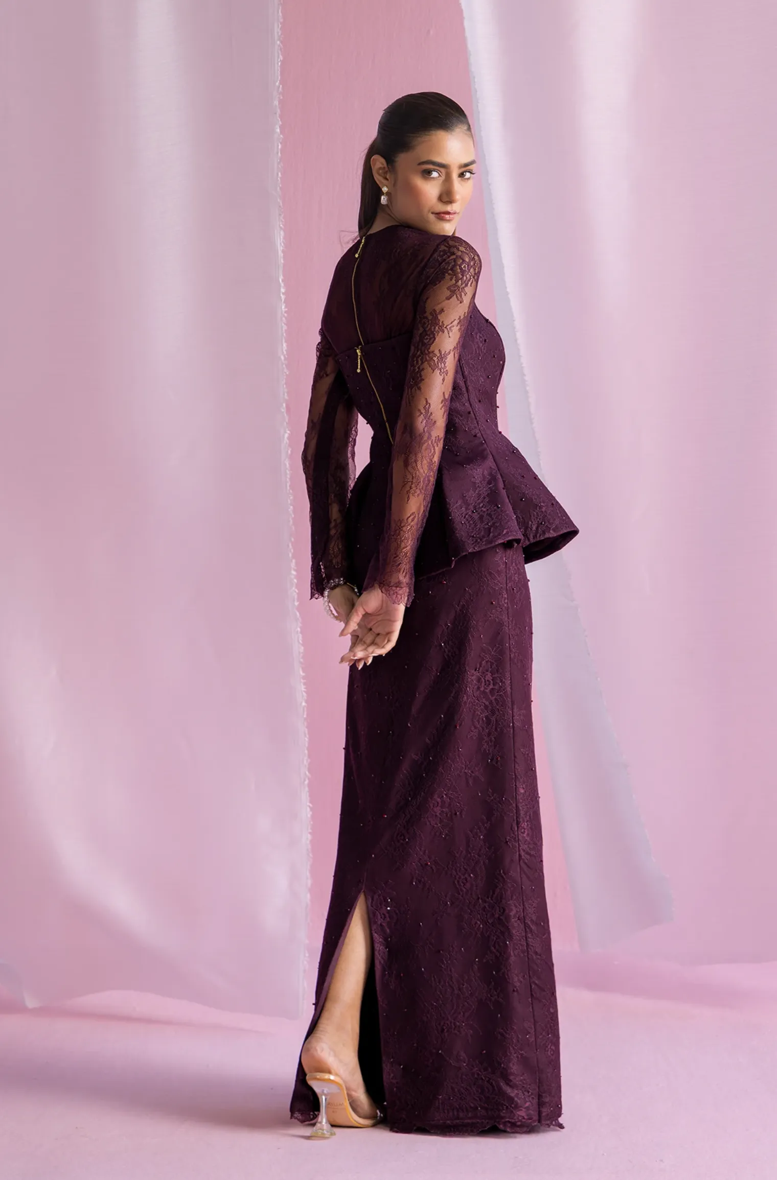 Full Length Straight Skirt - Deep Wine