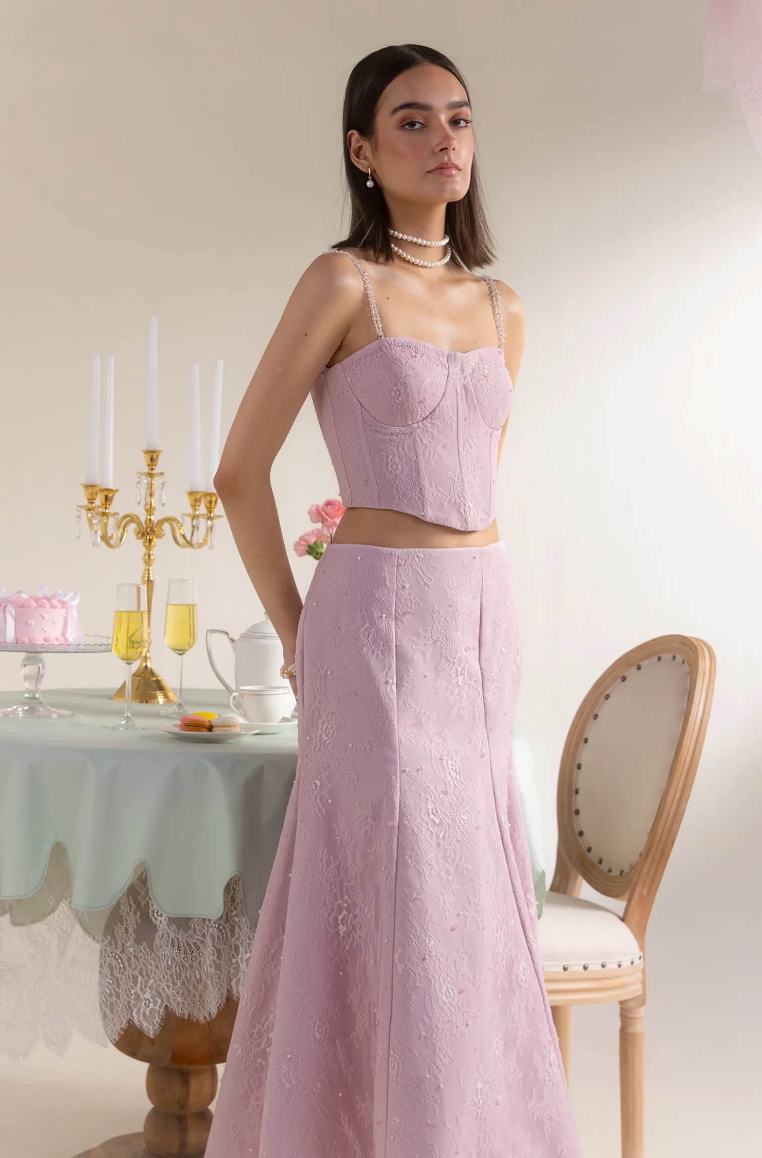 Flare Midi Skirt - Soft pink