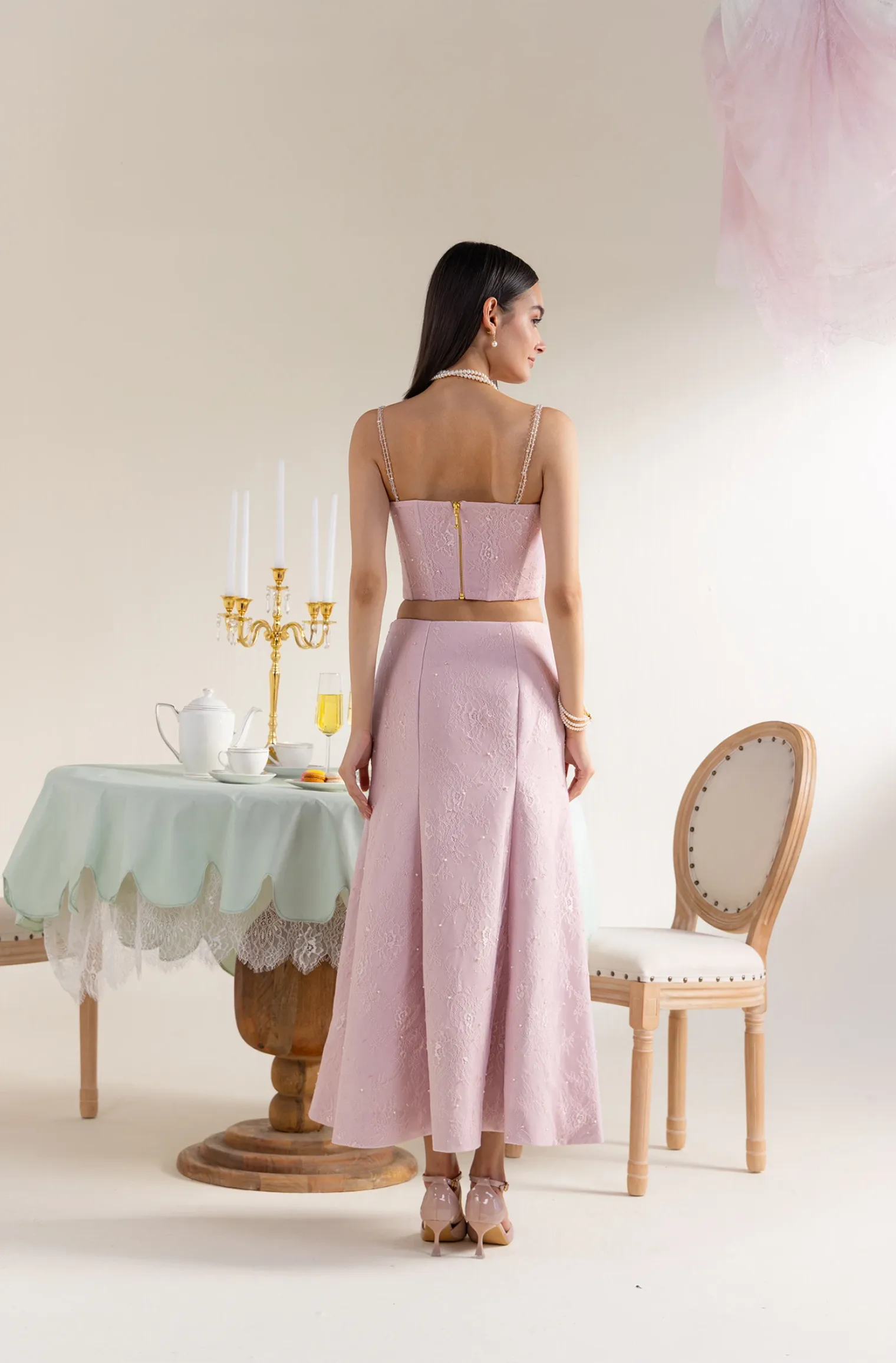 Flare Midi Skirt - Soft pink