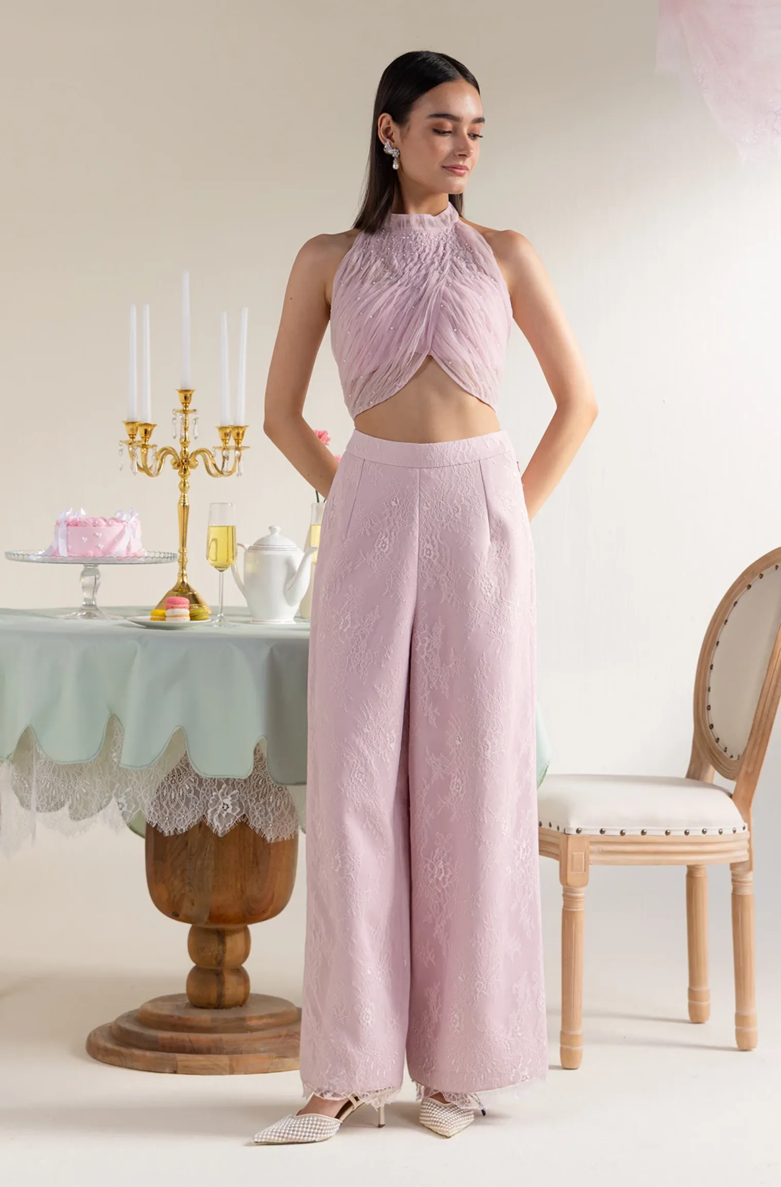 Lace Trousers - Soft Pink