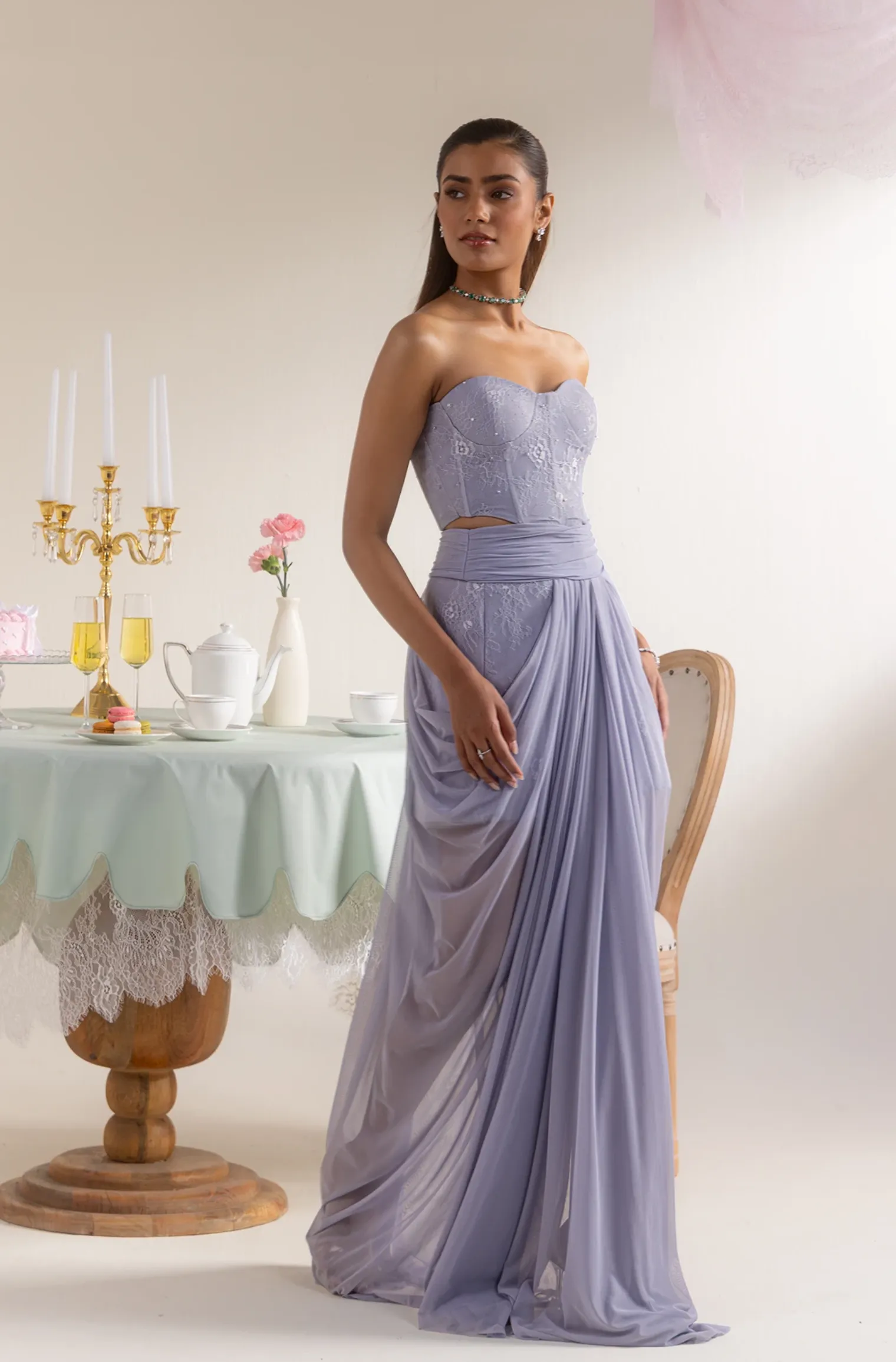 Draped Tulle Skirt - Lavender haze