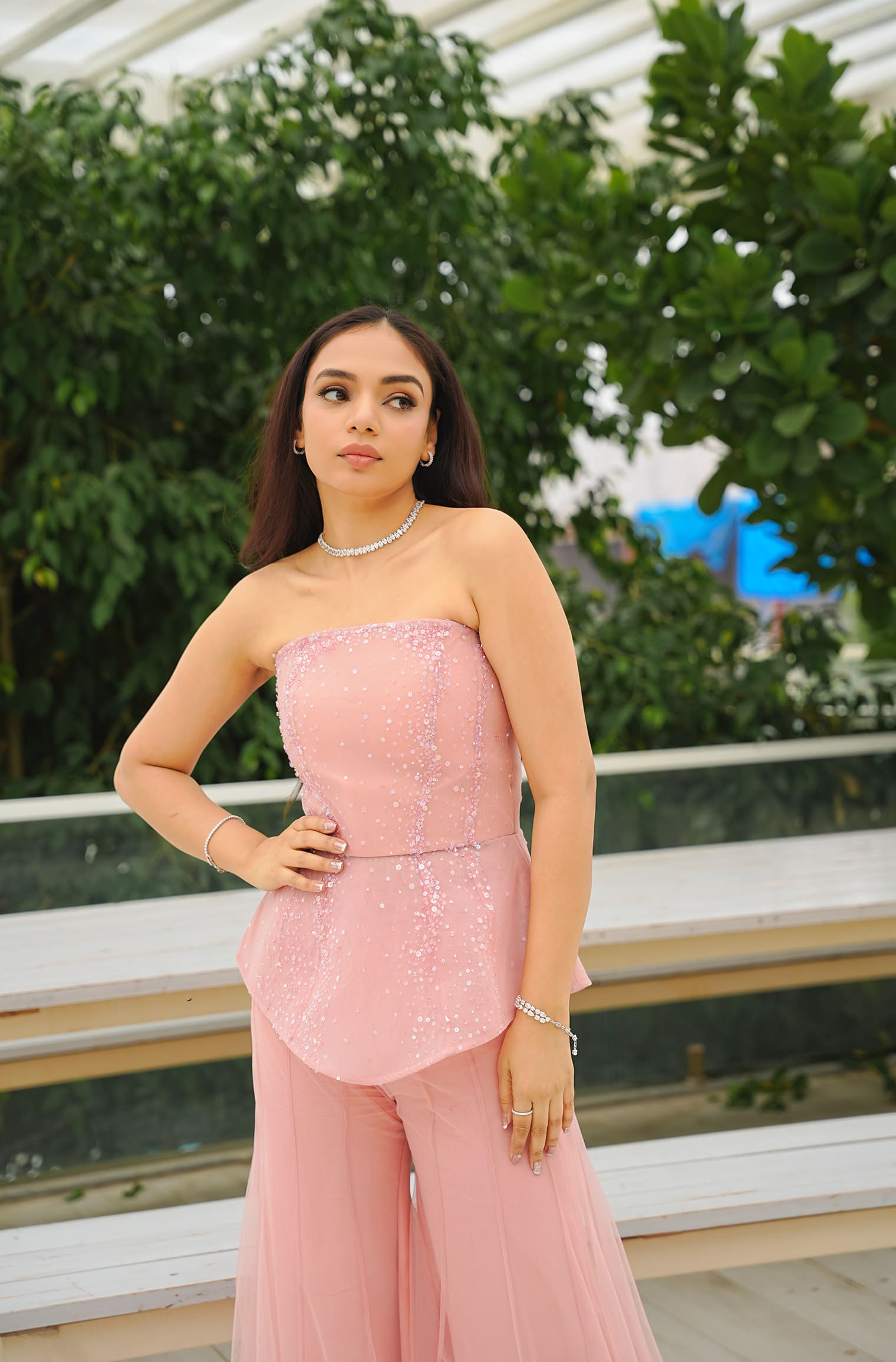 Triangle Peplum Beaded Top