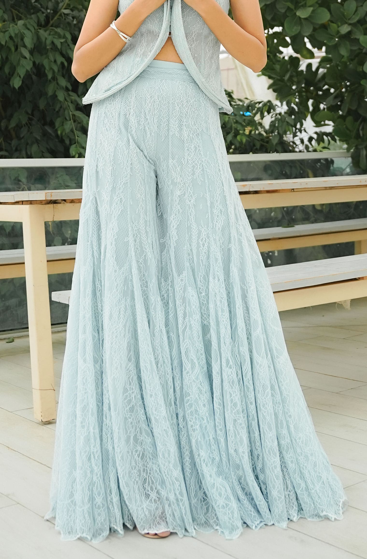 Flared Lace Net Pants