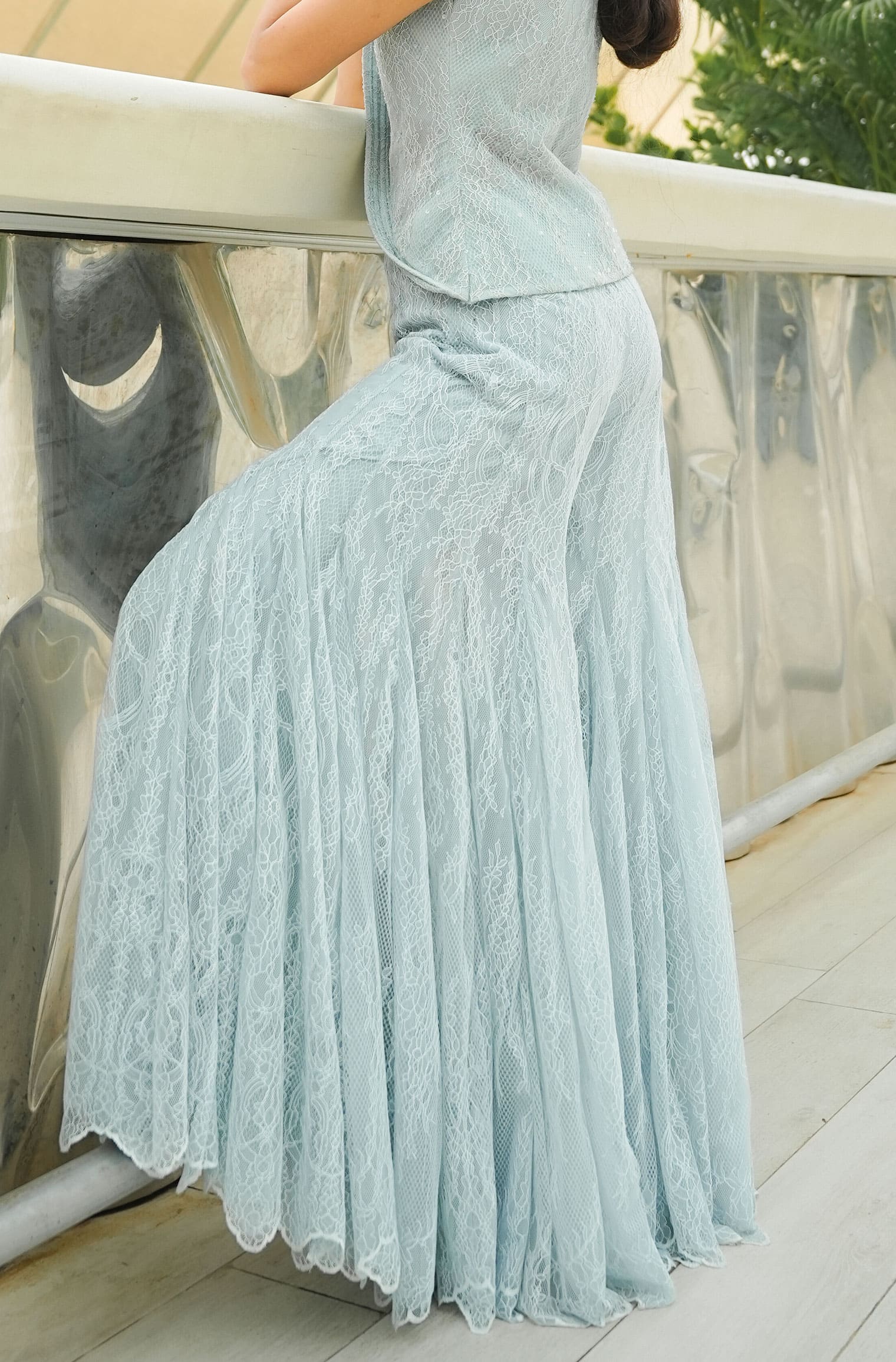 Flared Lace Net Pants
